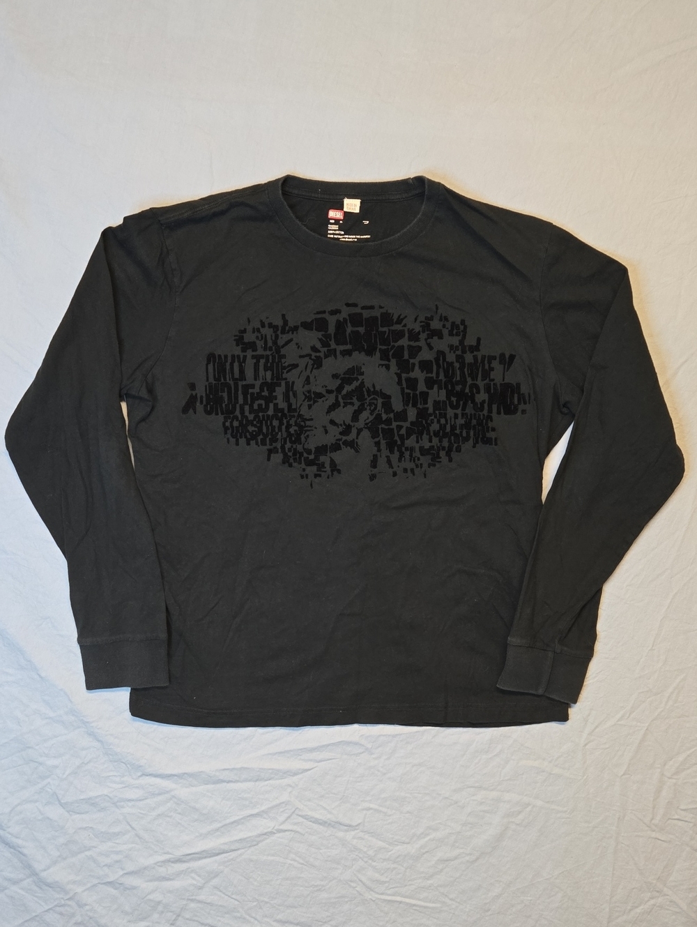 Diesel Only The Brave Black Long Sleeve Full Graphic Tee Vintage Y2K